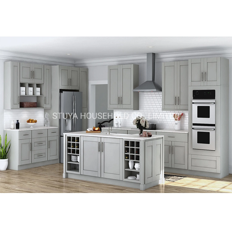 Foshan Factory New Designs White Solid Wooden Antique Kitchen Cabinet for Sale