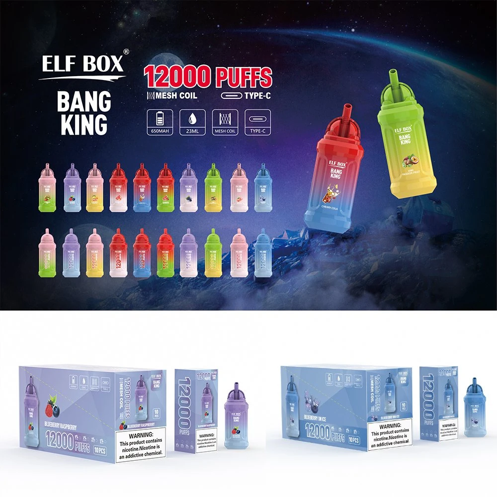 Elf Box 12000 Puffs Electronic Cigarette Juice Puffbar Ergonomics Mesh Coil Flavors Starter Kit Big Smok Tomado Tug-Boat Disposable Factorer Distributor