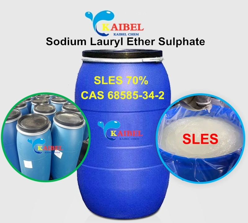China fornecimento fábrica de detergente SLES N70 Sutil Lauryl Ether Sulfate Matérias-primas