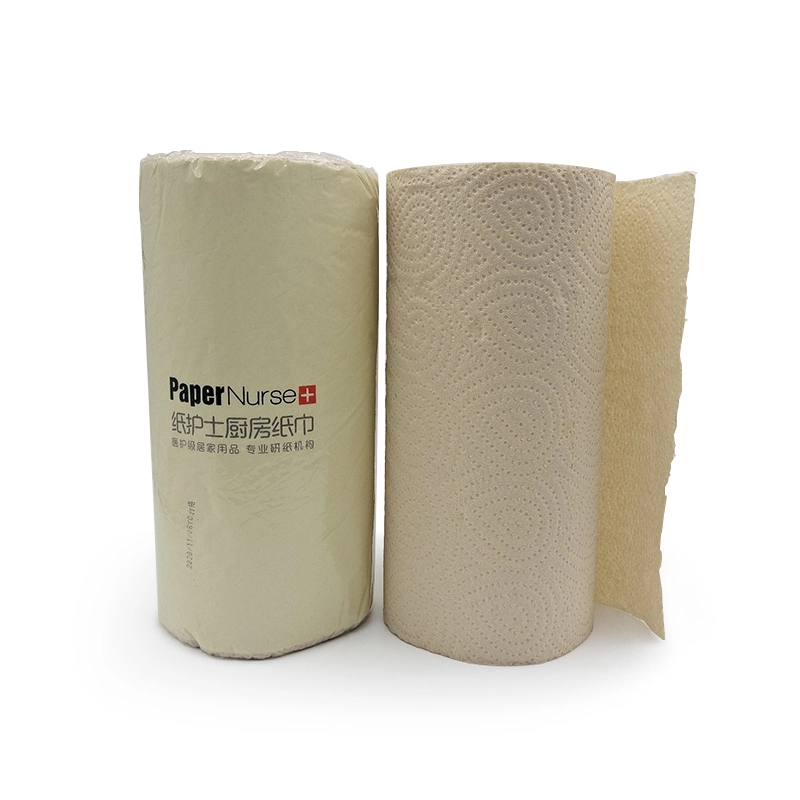 Single Roll Individually Plastic Wrap 2ply 20GSM 75 Sheets Unbleached Natural Recycled Pulp Paper Kitchen Roll Paper Towel