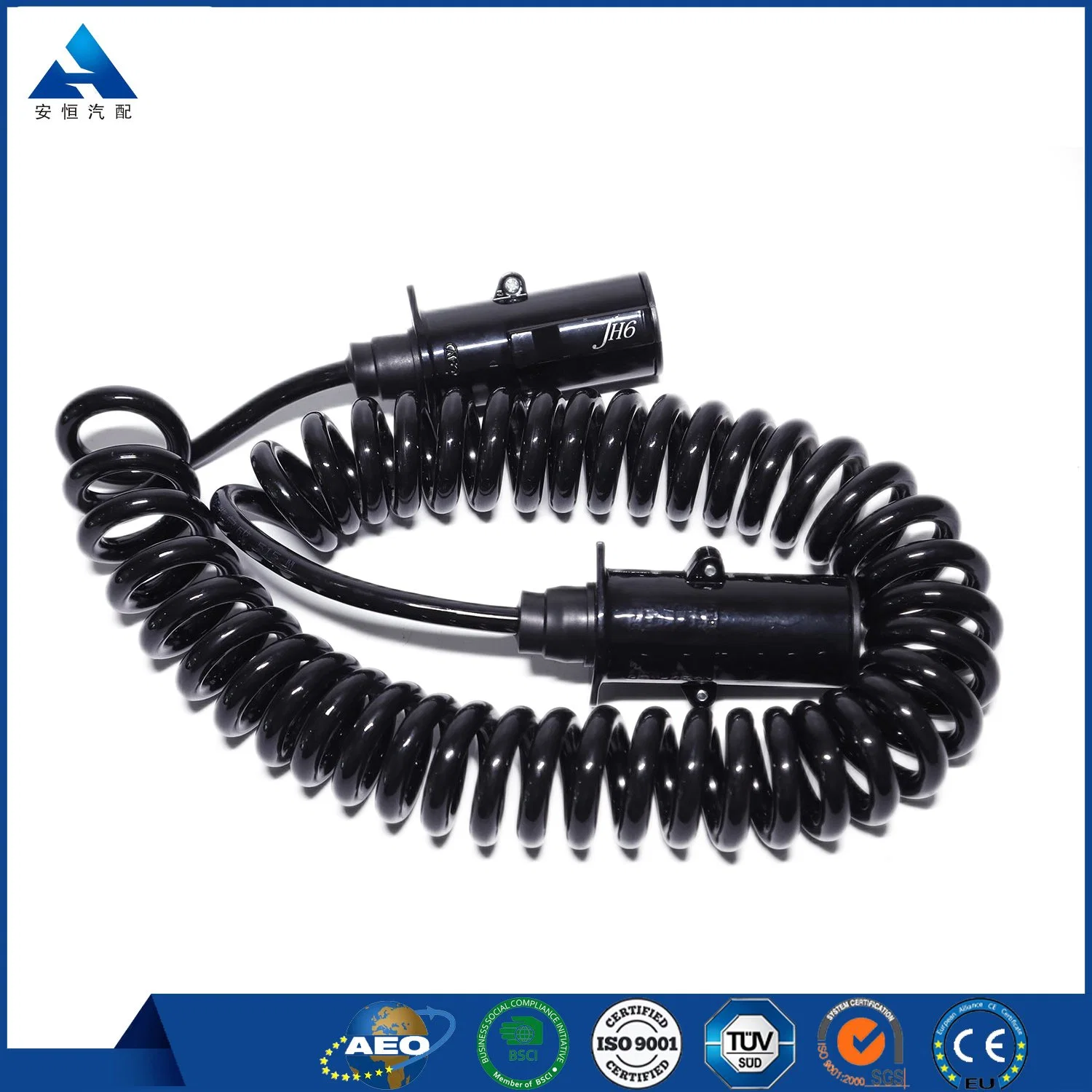 Brake System Electrical Extension Seven High Pressure Nylon Tubing Core Coiled Spiral Cable 7 Way Coiled Trailer Cable Hot of Sale