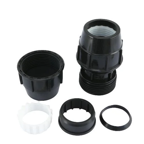 Large Black Straight Fitting PP Compression Fitting Valve ISO