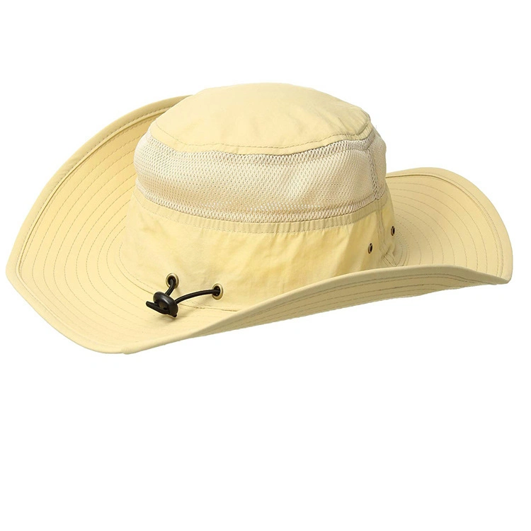 Yellow Fisherman Mesh Bucket Hat with Strings