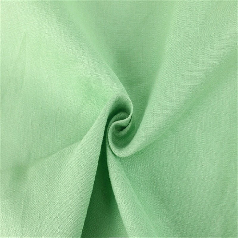 Linen Look Garment Material Plain Dyed Green Knit Fabric Jersey Polyester