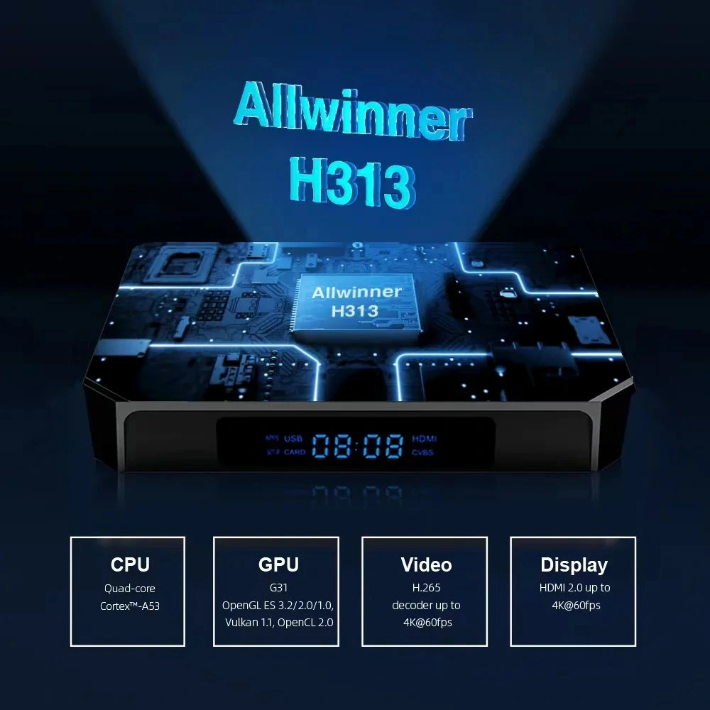 2023 Prix d'usine Allwinner H313 ATV Android TV Box avec Télécommande vocale Wi-Fi M98 PRO IPTV Smart TV 2,4G/5,8g Boîte