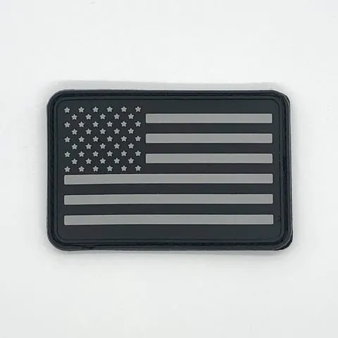 Black Hook & Loop PVC Rubber Patches USA American Flag Silicon 3D PVC Patches Custom