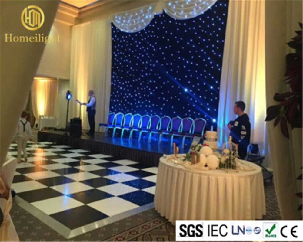 Telón de Estrellas LED Azul y Blanco de Tela LED para Fondo de Boda