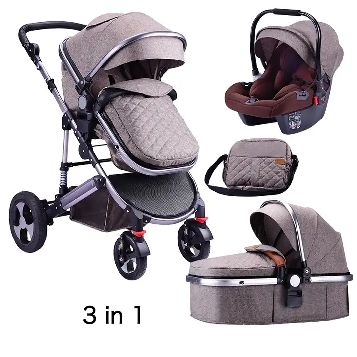 3 in 1 Baby Kinderwagen mit Stoßdämpfer Luxus hoch Landschaft Baby Walkers &amp; Träger