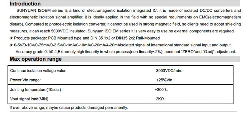 Amplificador de isolados de sinal transmissor com distribuição de energia Isoem A7-P2-S10-S2