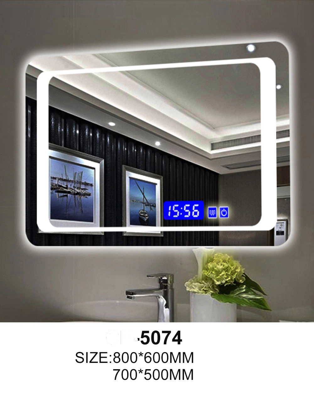 Modern Silver Wall Magic Decoration LED Bathroom Furniture Vanity Mirror