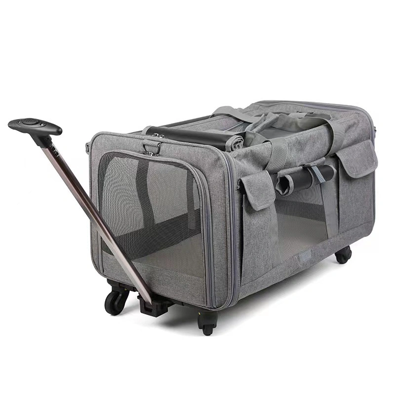 Rolling Pet Carrier with Wheels, Foldable Airline Approved Carriers for Dogs and Cats