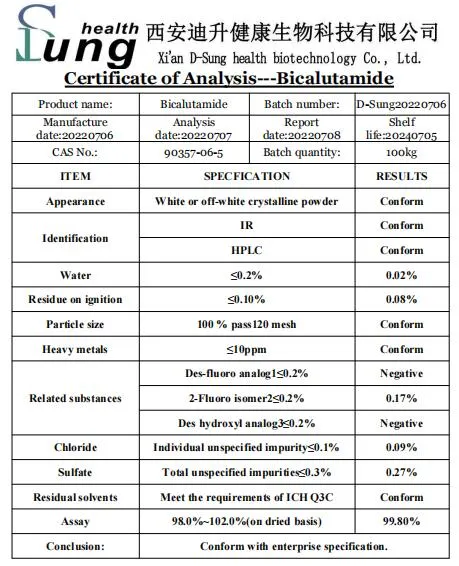 API CAS 90357-06-5 Bicalutamide Bicalutamide Bicalutamide de matières premières en poudre