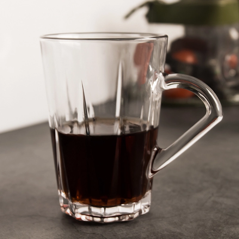 Top-Qualität Trinkbecher Tasse transparent klar Kaffeeglas 230ml Lang Rund