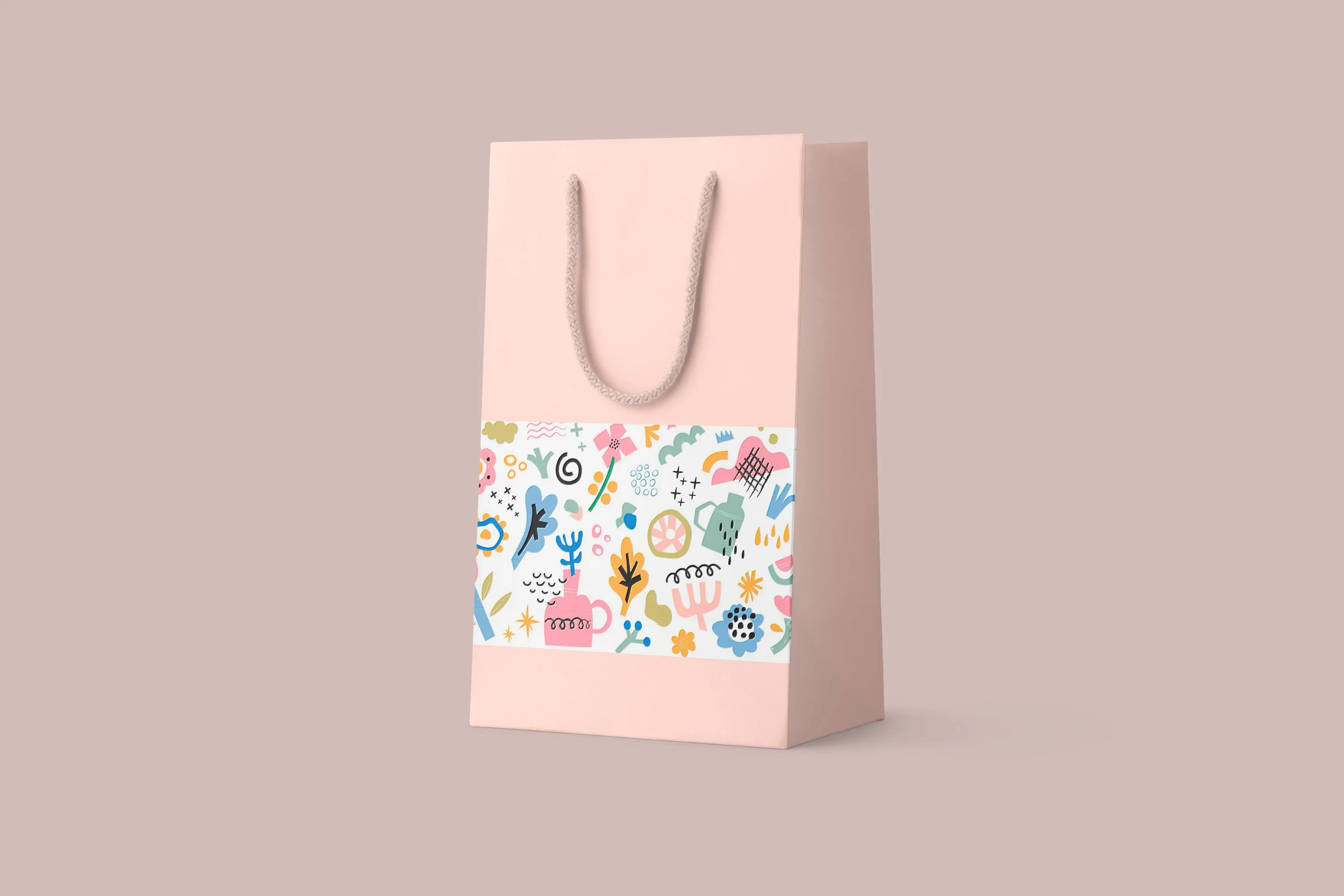 Custom Shopping Bag Kraft Paper Bag Printed Pink FSC Paper Gift Bag with Rope Handle