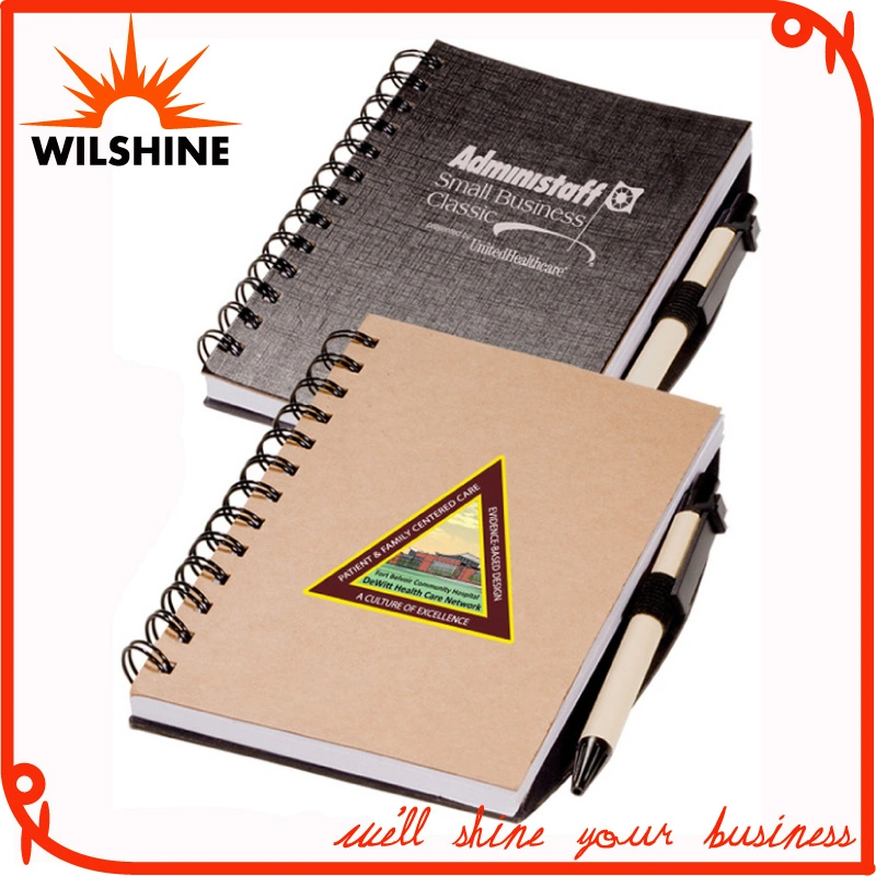 Customized Logo Promotional Spiral Hardcover Notebook with Pen (SNB126)