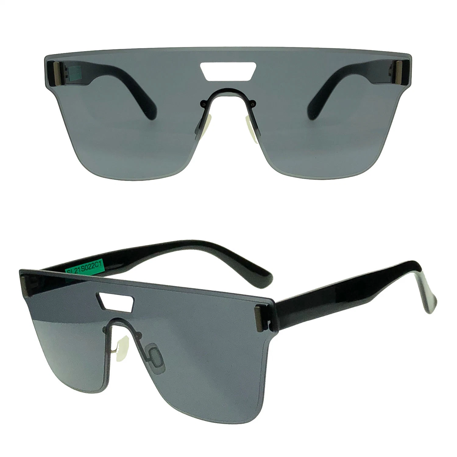 One-Lens Fashion Sunglasses with Twin Nose Bridges