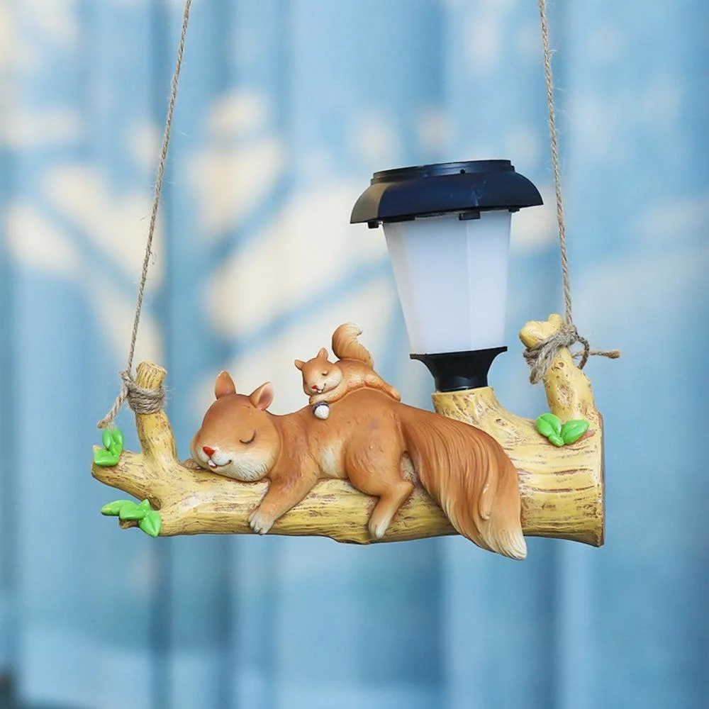 Solar Squirrel Sloth Hanging Lantern for Garden Decoration Ci22744