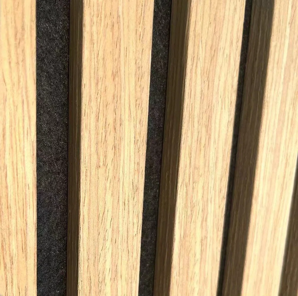 Wall MDF Acoustical Wood Slat Oak Fiber Panel Decoration Polyester Fiber Acoustic Panels