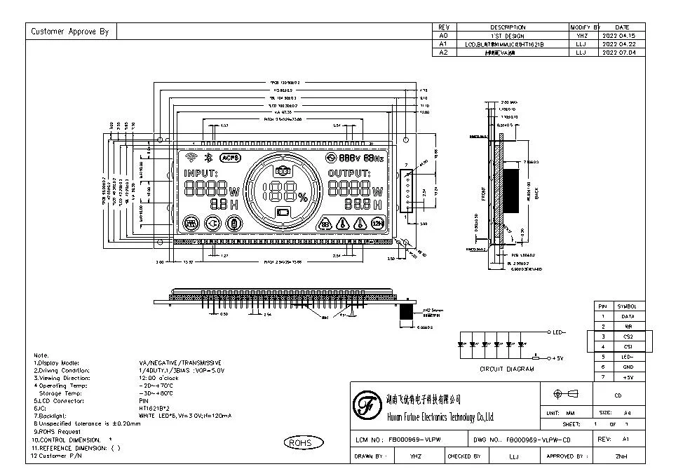 Va LCD Negative 12: 00 O&prime; Clock Segment LCD Display