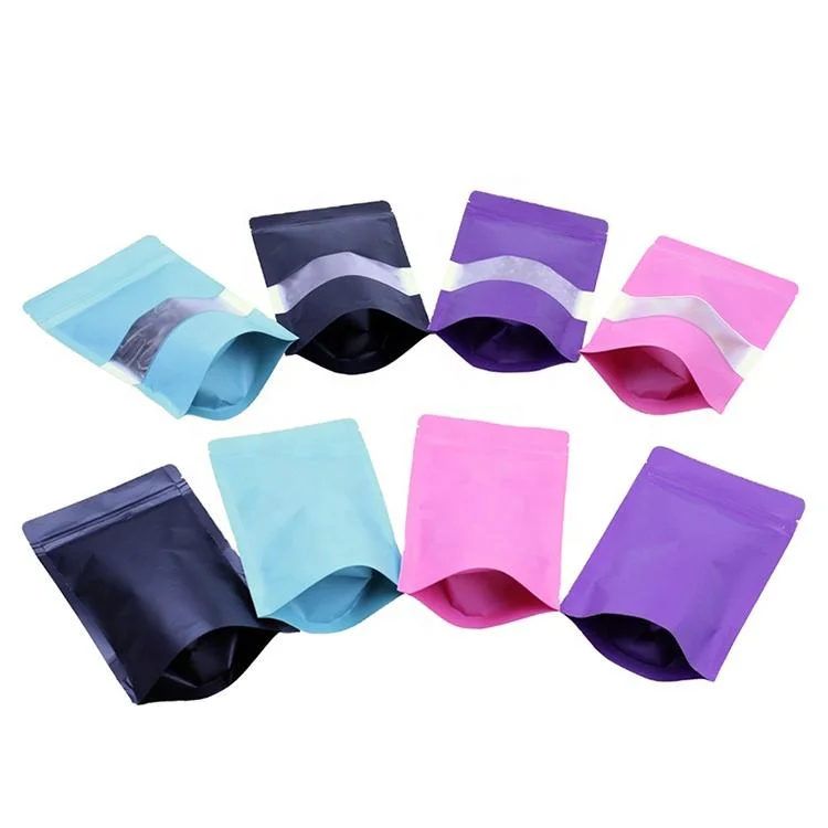 Wholesale/Supplier Cheap Matte Black Yellow Blue Pink Green Orange Purple Coloured Zipper Kraft Paper Bags Manufacturer Factory Supplier