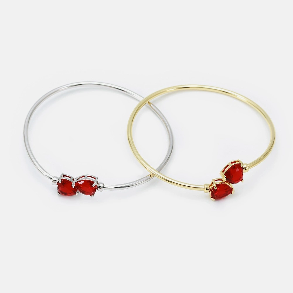 Gema Roja moda Bangle Bracelet la mujer, Moda, chapado en oro 18K Pulseras Brazalete rojo de zirconia