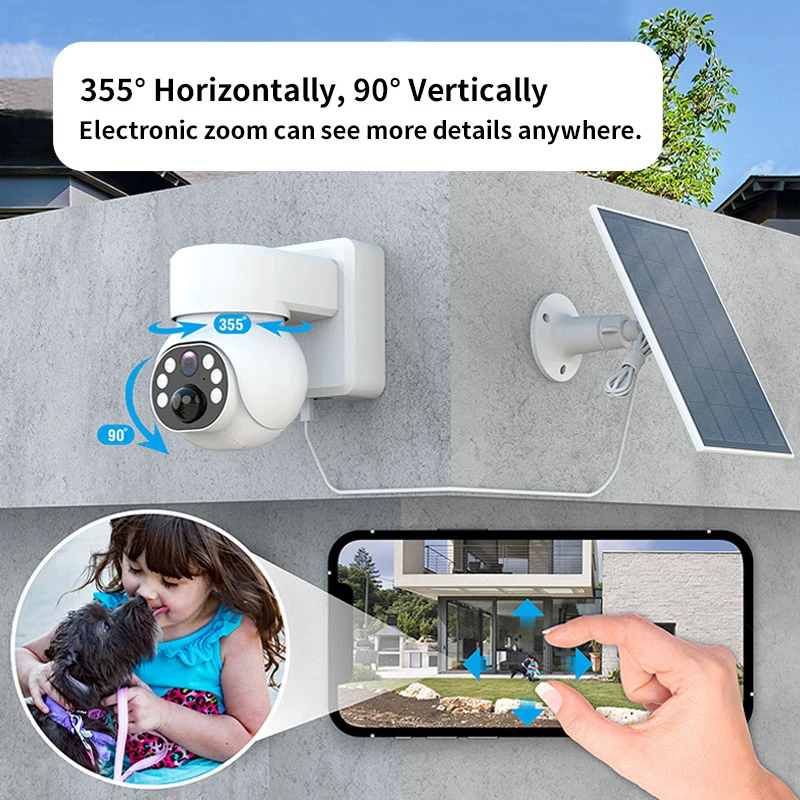 3MP PTZ Outdoor 2K Solar Camera 4G SIM Card Slot Support Ubox APP Security WiFi CCTV 4G Cameras