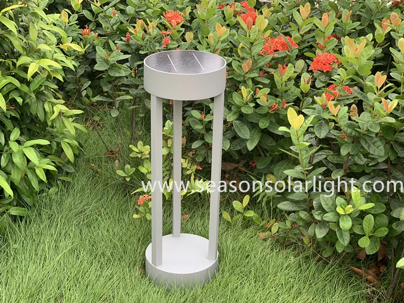 Nueva Ronda de iluminación Energía Solar exterior de iluminación Jardín Bollard Luz Con luz LED blanca y cálida