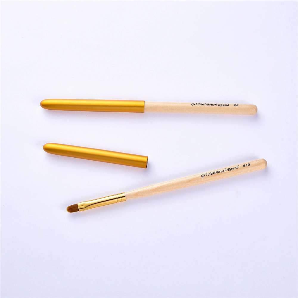 Wooden Color Round Tip Nail Pen Drawing Brush Tool Pen