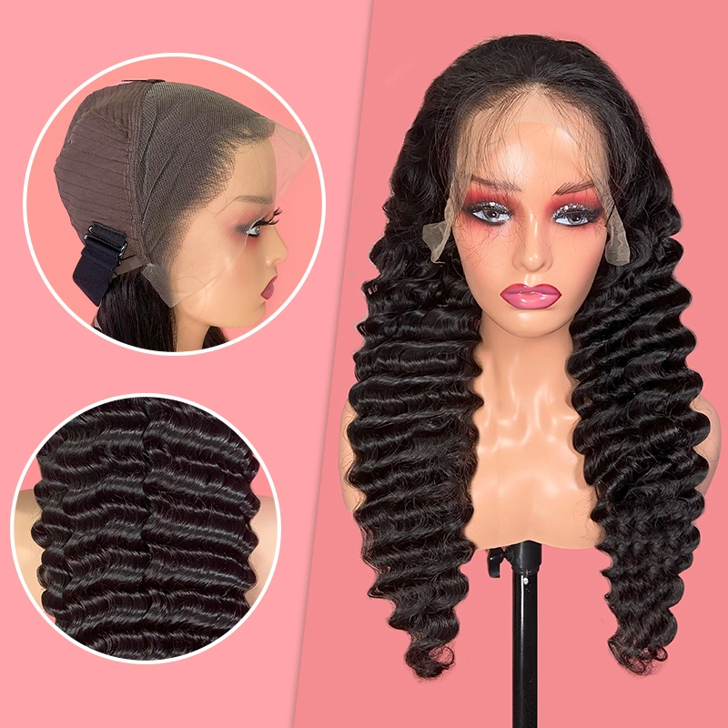 Fblhair Raw cabelo humano Deep Wave 13X4 Wigs sem colagem HD Wigs frontais de Lace total