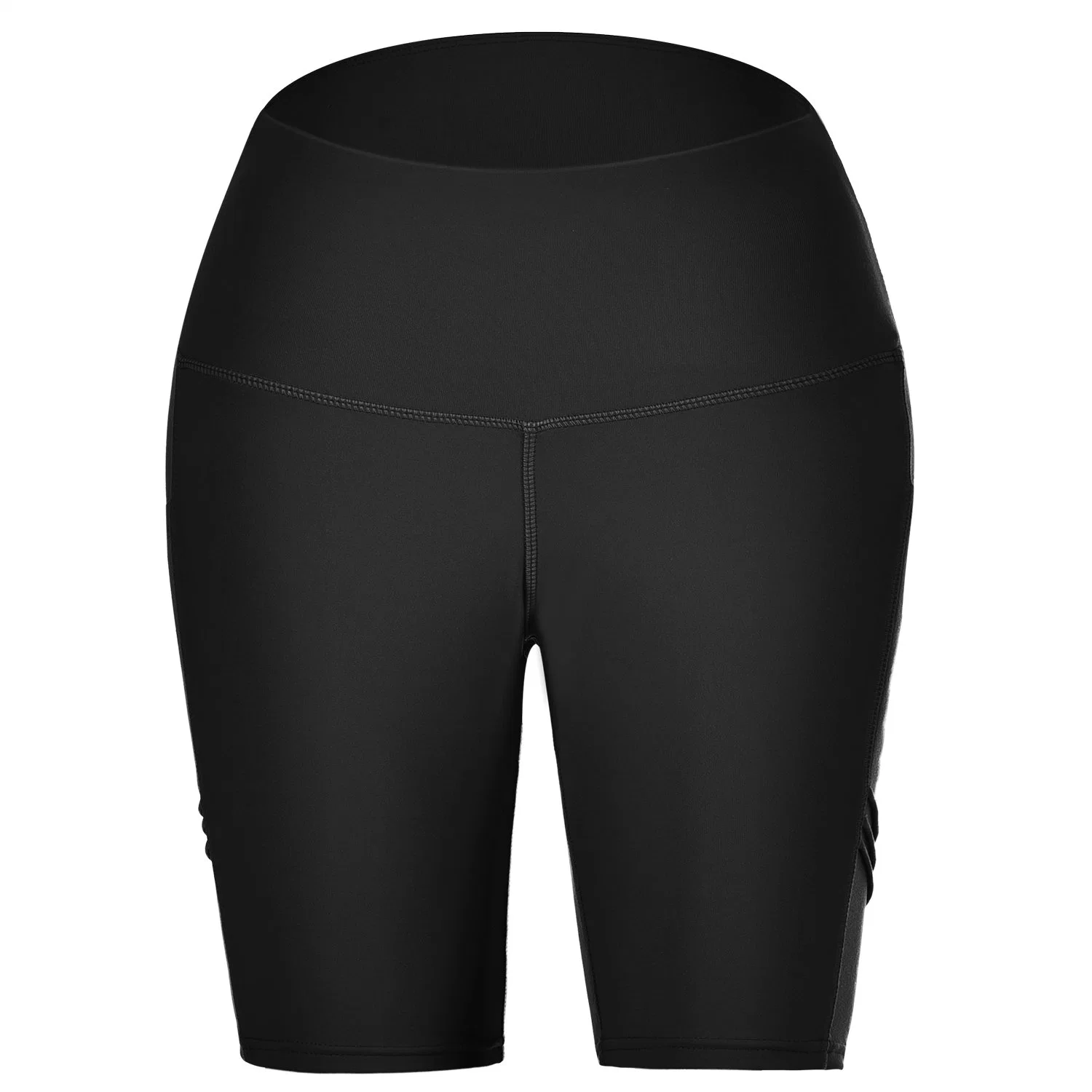 Hohe Taille Yoga Shorts Seitentaschen Fitness Athletic Workout Running Fahrradshorts