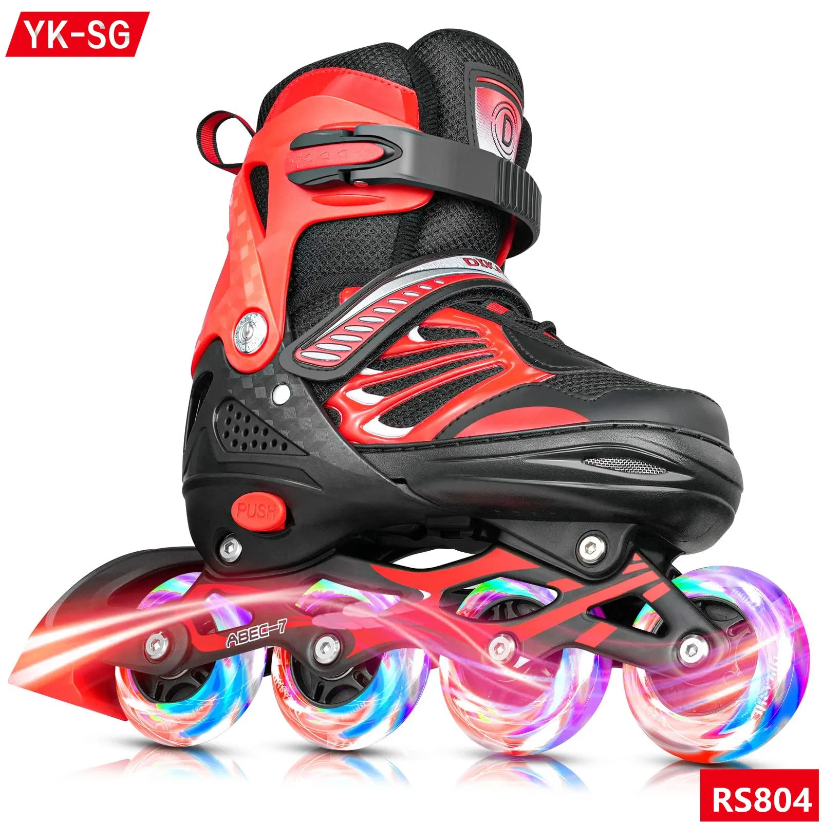 Children's Roller Skates Speed Thickened Aluminum Alloy Bracket Roller Skates with Adjustable Eight-Wheel Full Flash