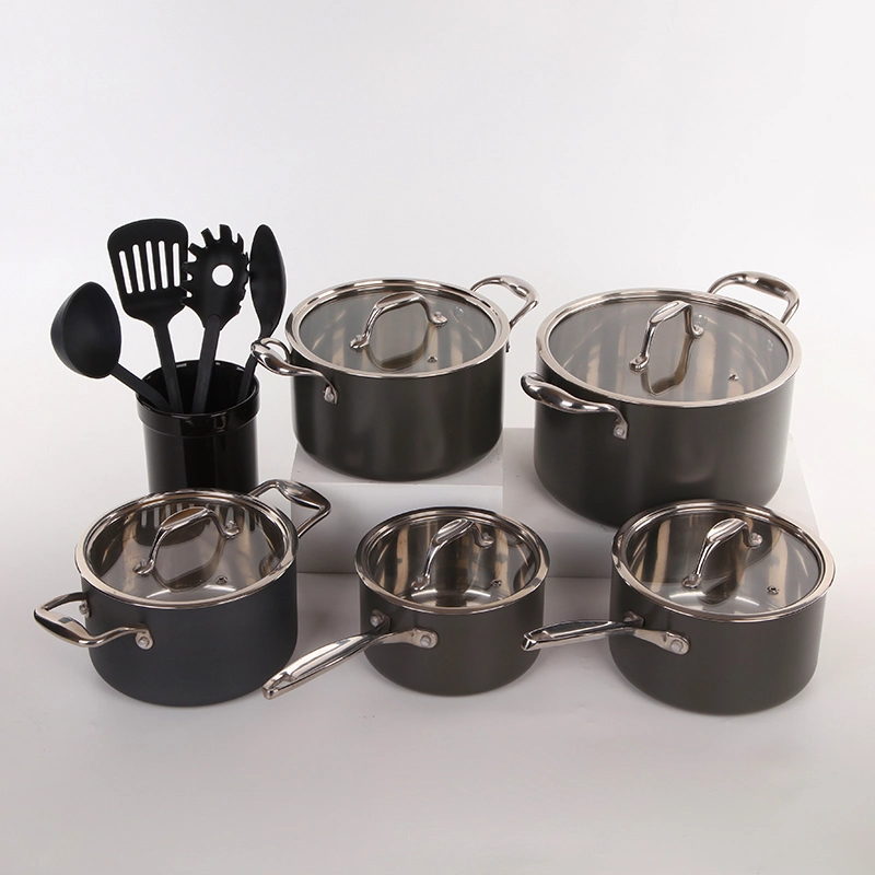 Hot Sale 15PCS Aluminum Dutch Oven Sets Hard Anodized Cookware Set for Home Cooking