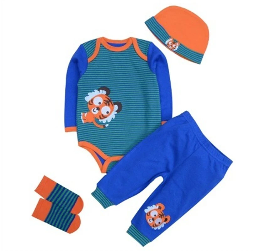 Conjunto de meias para bebé Kiddiezoom mangas compridas Romper e calças para criança