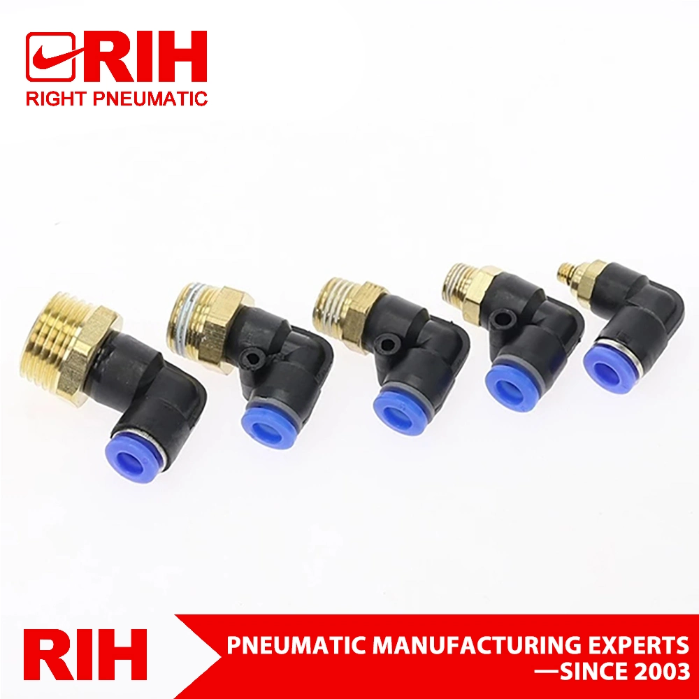 Manufacturer 2 Way Pl Type Male Thread Elbow Tube Plastic Connector Pneumatic Fitting