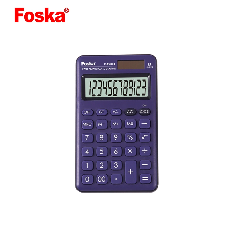 Foska Calculadora 12 dígitos de la Energía Solar y batería Calculadora de oficina