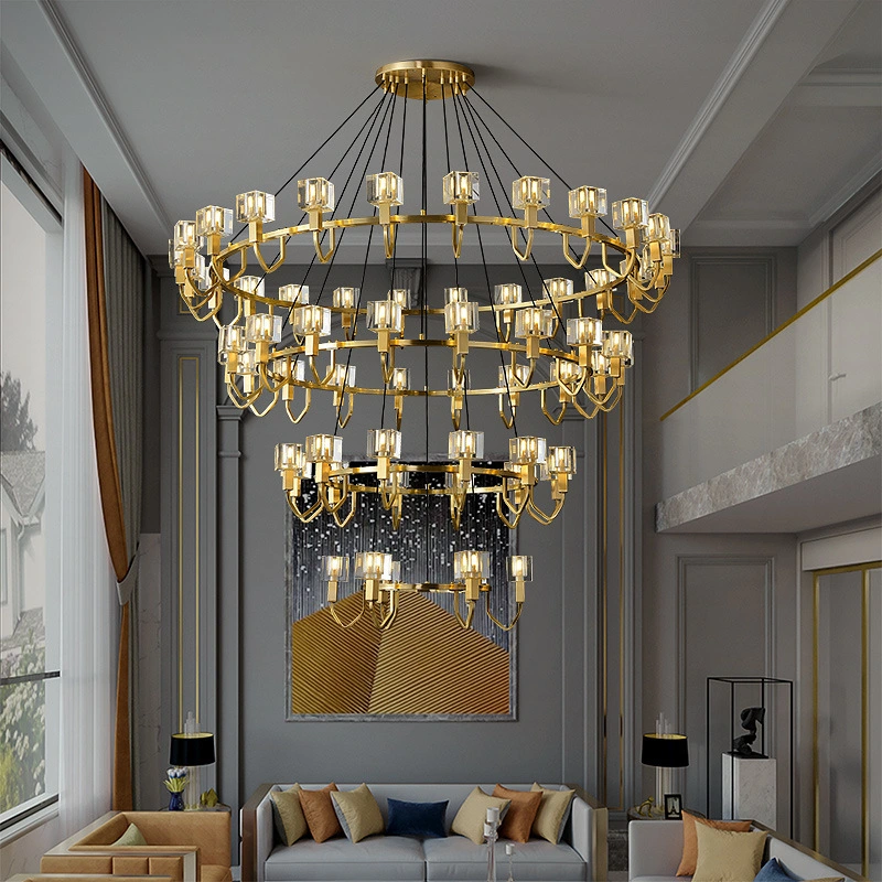 Salón de estilo europeo lámpara atmósfera Restaurante Iluminación Chandelier de cobre