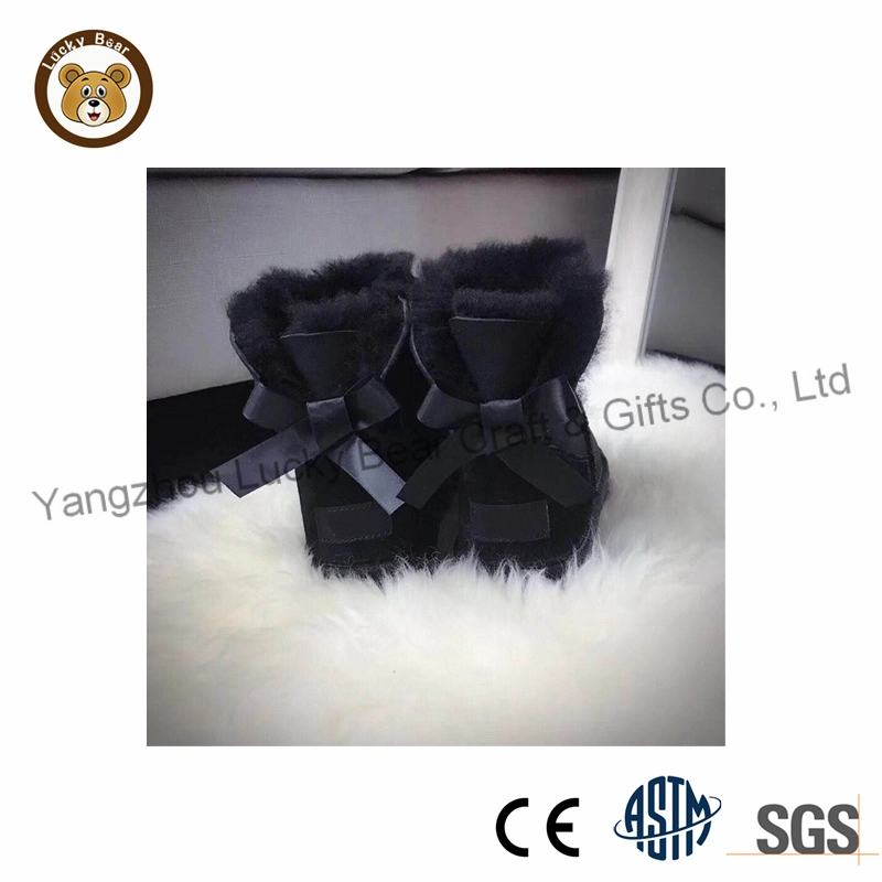 New Fashionable Winter Warm Comfy Cute Bow Ladies Ankle Real Sheepskin Fur Snow Boots