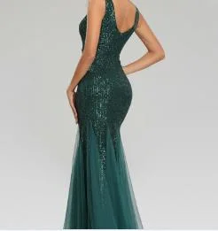 2023 Women's Plus Size Long Evening Slit Sleeveless Dress Prom Dresses Party Maxi Sequin Evening Dress