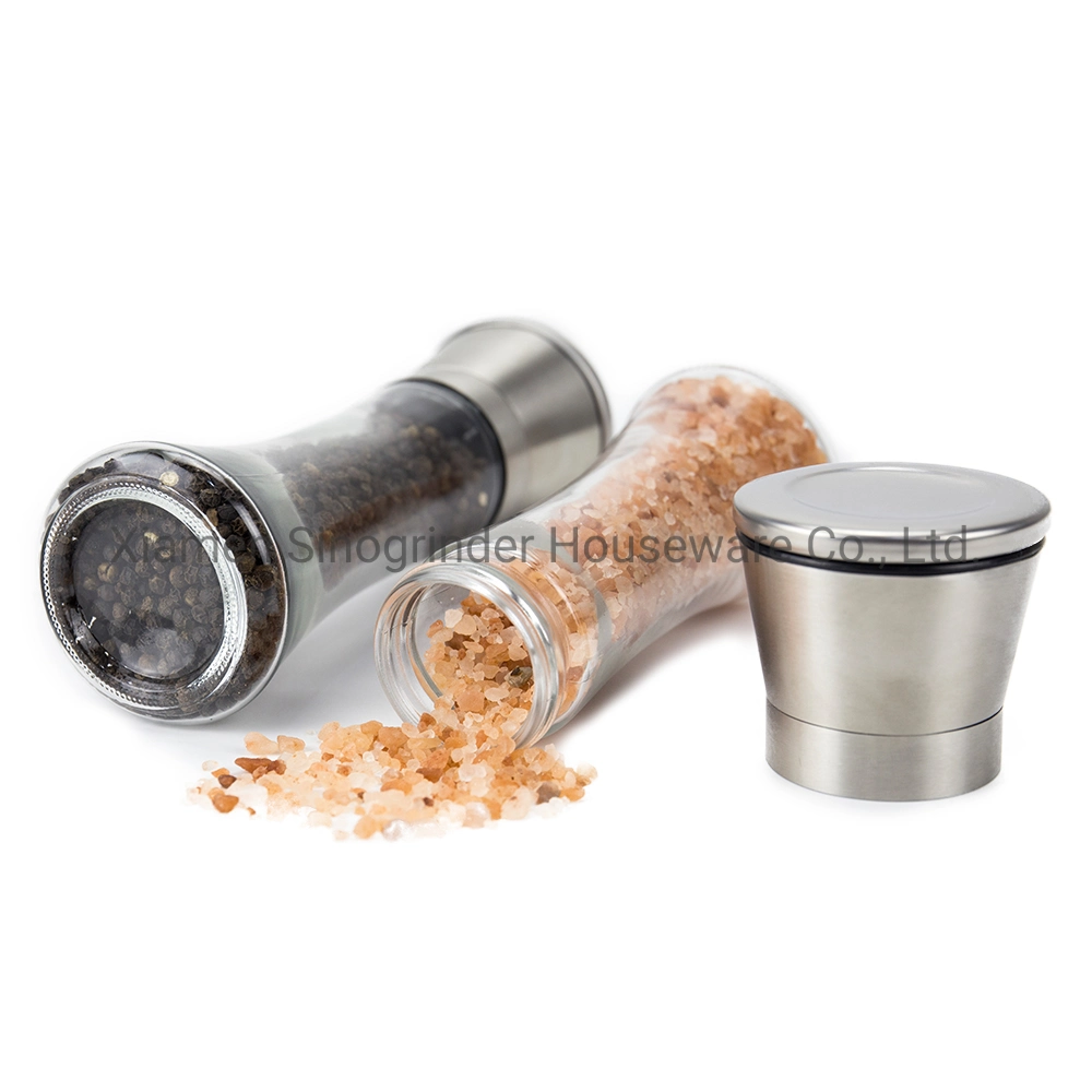 Manual Ceramic Pepper Grinder 180ml Glass Pepper Grinder Himalayan Pink Salt Mill