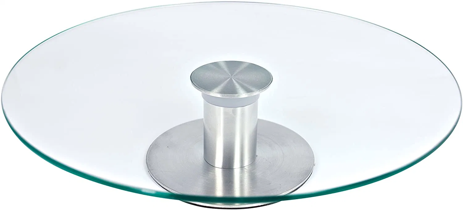 Revolving 360 Degrees Glass Cake Dessert Stand 1 Tier Glass Tray Party Supplies