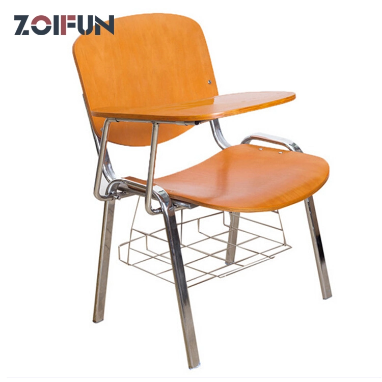 Zoifun School Furniture Wooden 12mm Plywood Classical Standard Size School Chair with Writing Pad