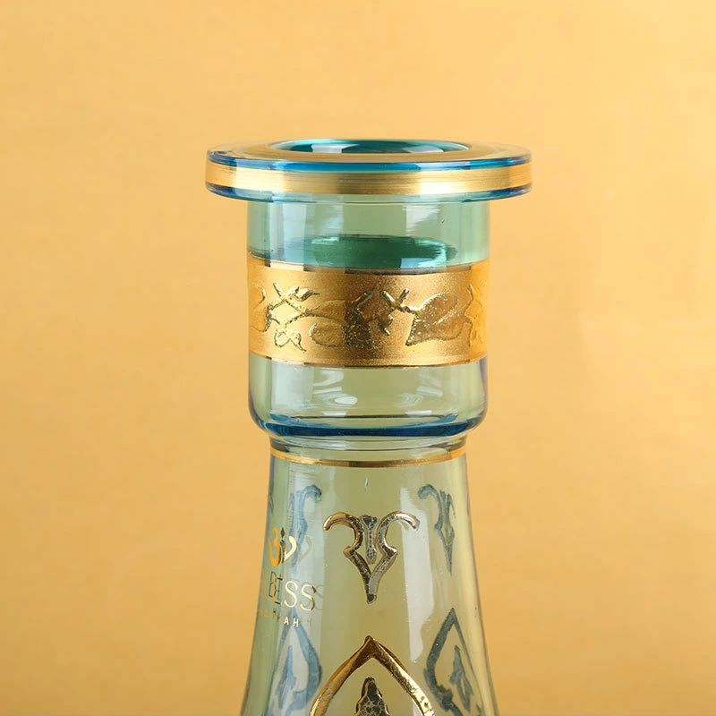 Embossing Gold Shisha Base Arabic Style Glass Bottle Narguile Hookah Crystal Vase