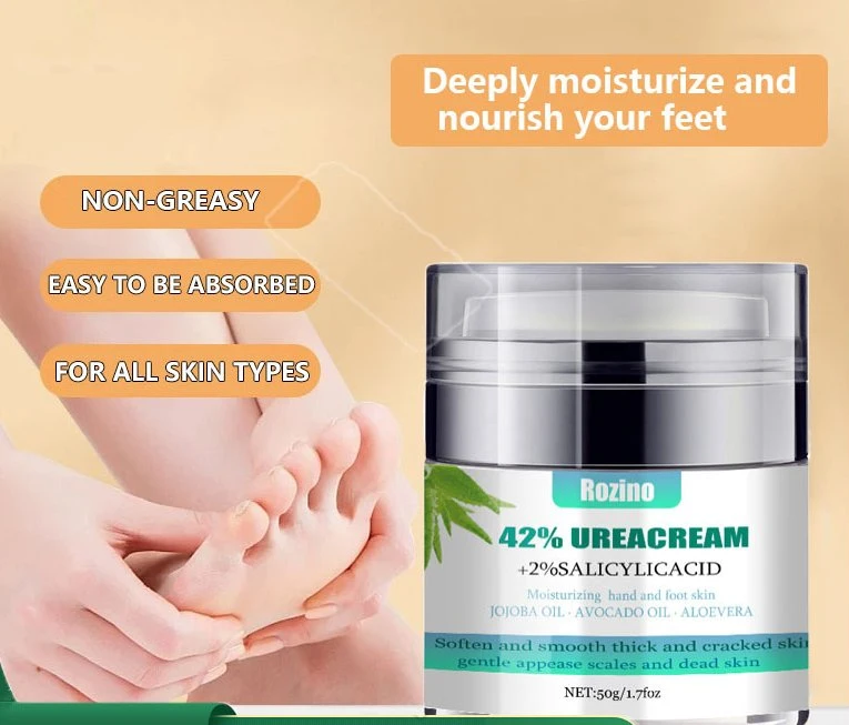 Commerce de gros part et les soins des pieds blanchissant hydratant de réparation Peel fissure de 42 % crème pour les pieds sous étiquette privée de l'urée
