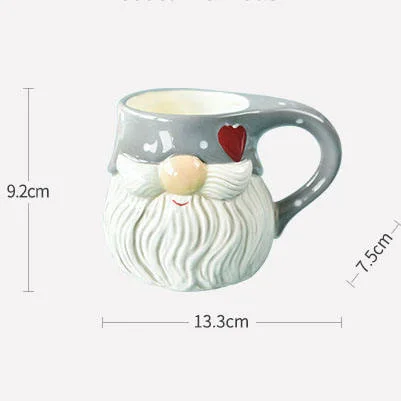 Wholesale/Supplier Christmas Coffee Hand Painting Cut Dwarf Santa Design Ceramic Mug Holiday Party