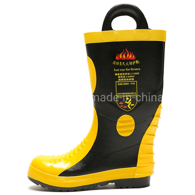 Steel Toe & Midsole Fire Fighting Safety Work Labor Rain Footwear Rubber Firefighter Boots