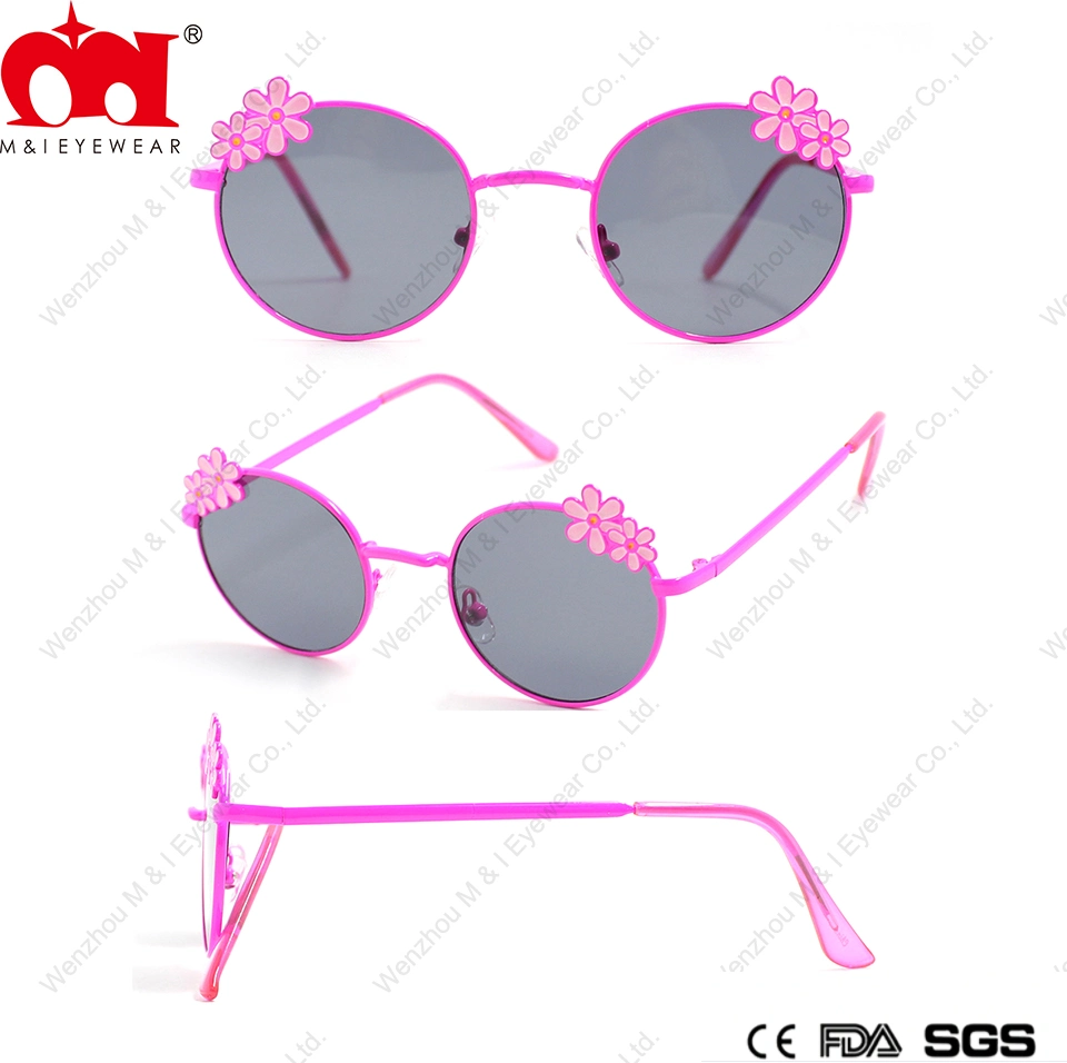 Round Shape Flower Metal Kids Sunglasses Cute Funny Eyewear (HN910175)