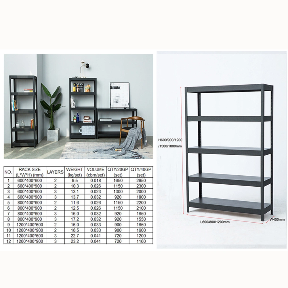 Gorila Negro Boltless Rack estanterías remache Corea Ligeros Rack con placa MDF