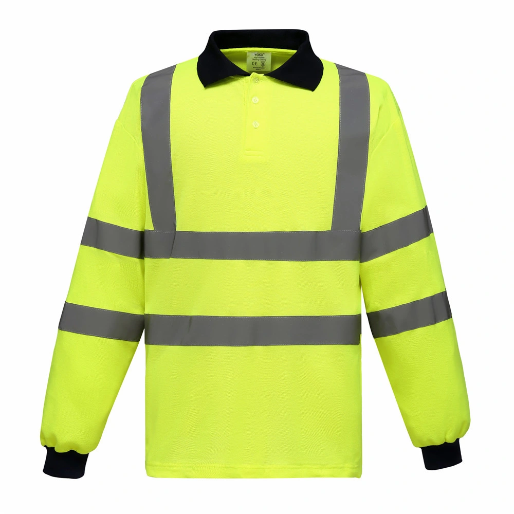 European Standard Cross-Border Special for Autumn Long-Sleeved Reflective Clothing Polo Shirt Road Traffic Reflective Safety Clothing Manufacturers Spot