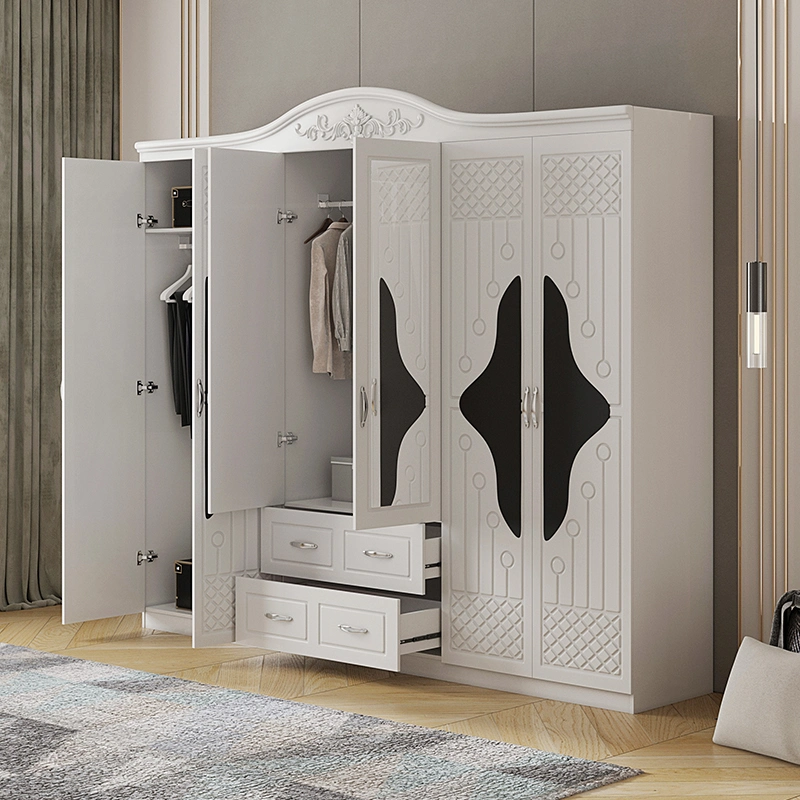 Hot Sale Large 6 Door Wardrobe Turkish Style Bedroom Furniture Set 500 mm Depth White Wardrobe