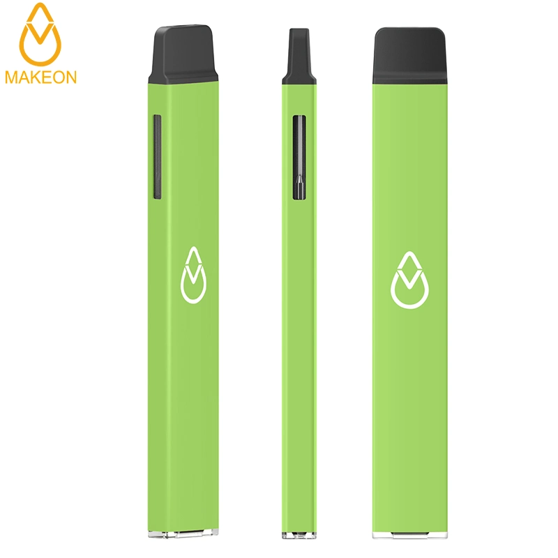 قلم Vape فارغ يمكن التخلص منه بواسطة قلم Vape قابل لإعادة الشحن بألوان مختلفة علبة مسطحة